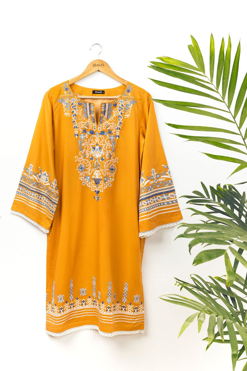 DC-0382 YELLOW EMBROIDERED KURTA