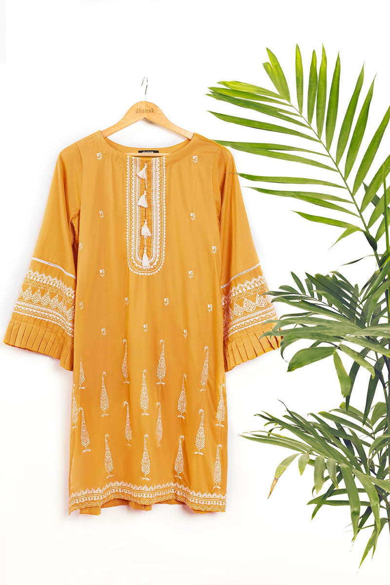 DC-0391 YELLOW EMBROIDERED KURTA