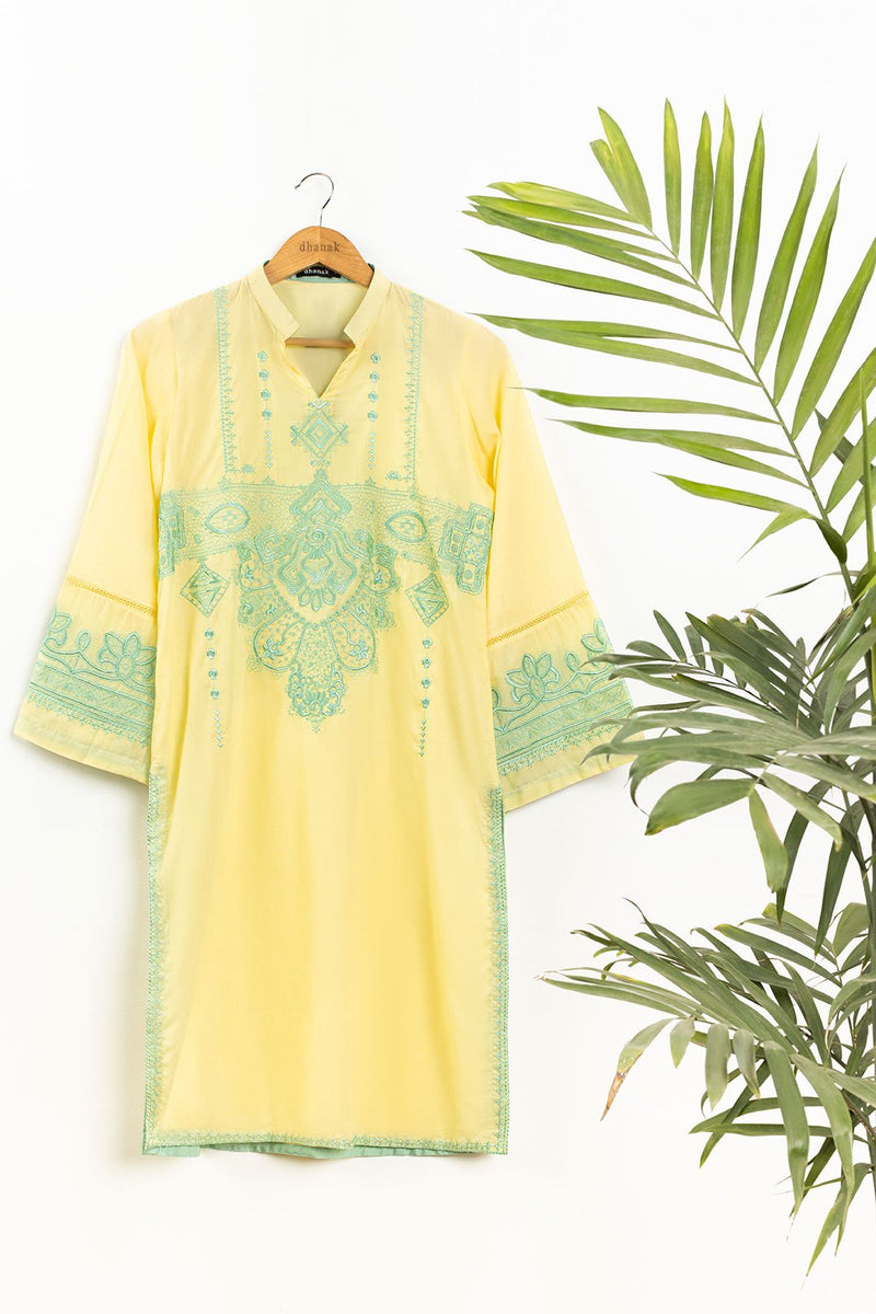 DC-0392 LEMON EMBROIDERED KURTA