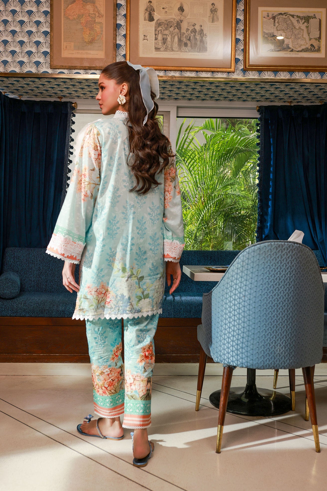 Ss24Dc-2523 Sky Blue Lawn 2Pcs Printed Kurta With Trouser
