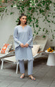 SS25DC-2567 SKY BLUE 2PCS  EMBROIDERED KURTA WITH TROUSER