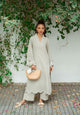 SS25DC-2570 GREY 2PCS  EMBROIDERED KURTA WITH TROUSER