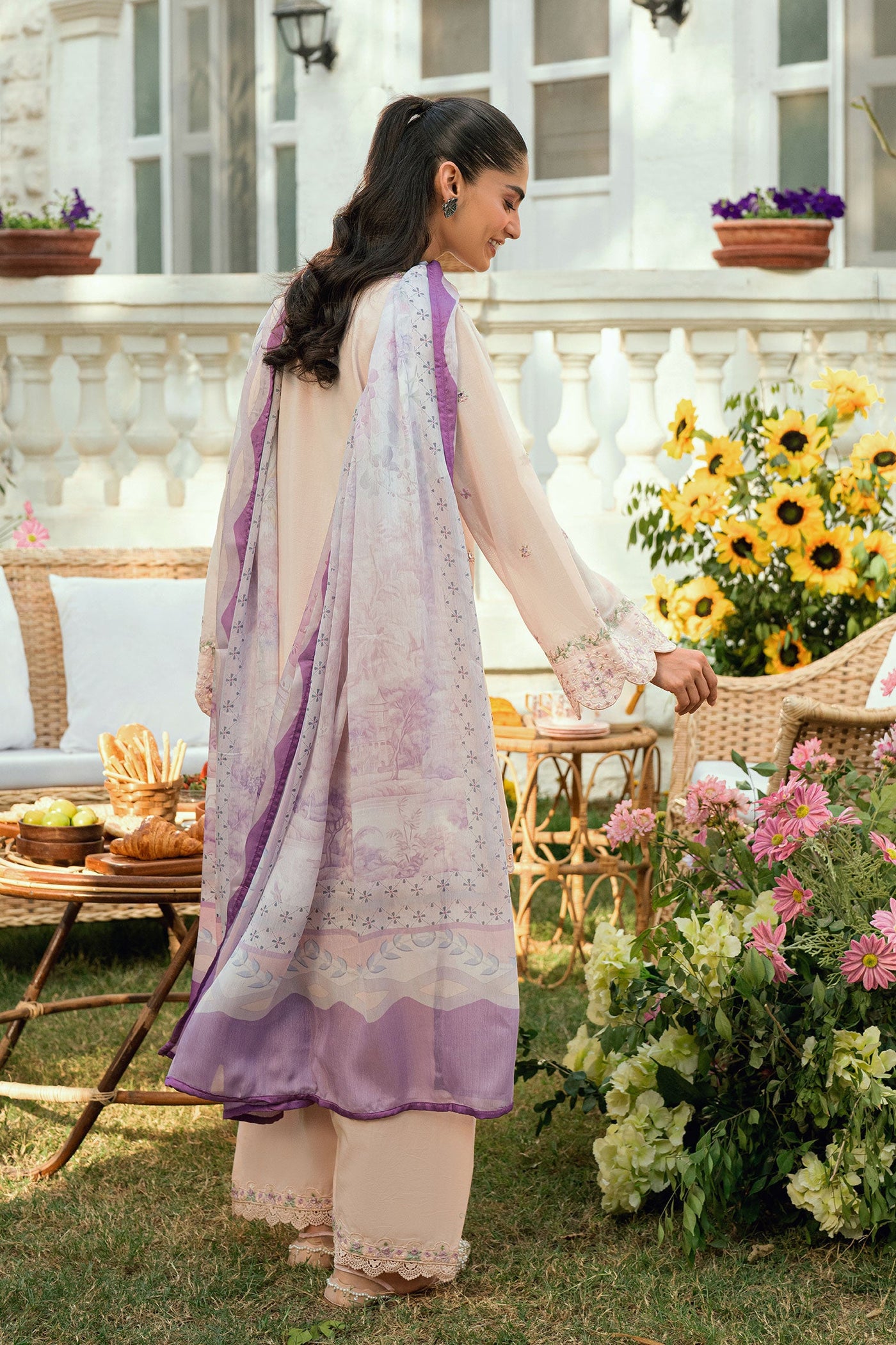 Ss25Dd-2576 Purple Printed Dupatta
