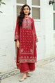 SS25DC-2579 RED SWISS VOILE 2PCS EMBROIDERED KURTA WITH TROUSER