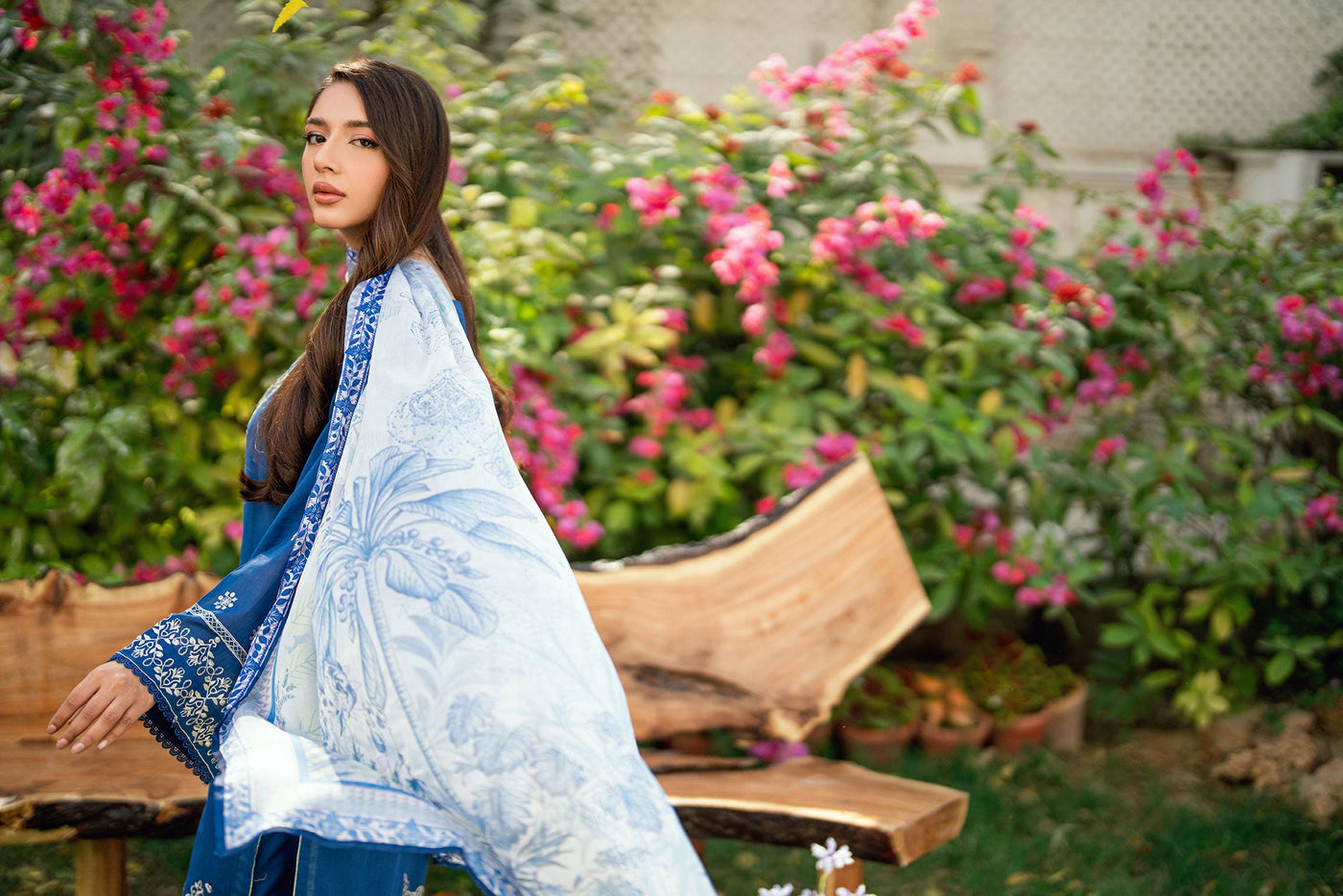 Ss25Dd-2580 Blue Printed Dupatta