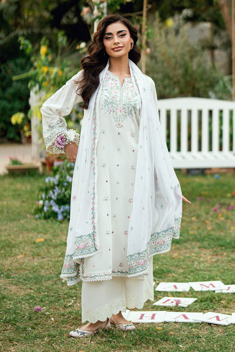 SS25DD-2630  OFF WHITE EMBRODERED DUPATTA