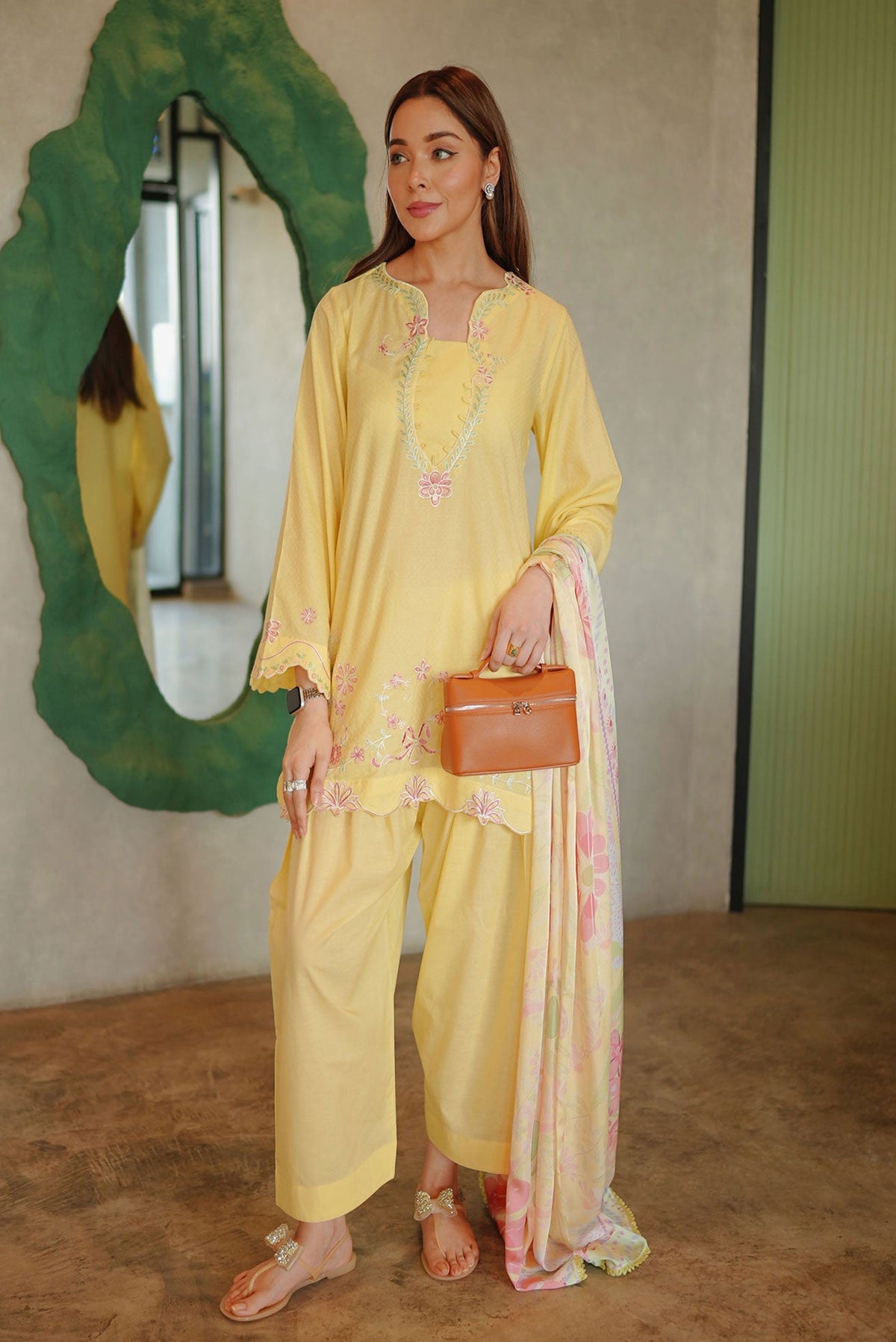 SS26DD-2589  YELLOW PRINTED DUPATTA