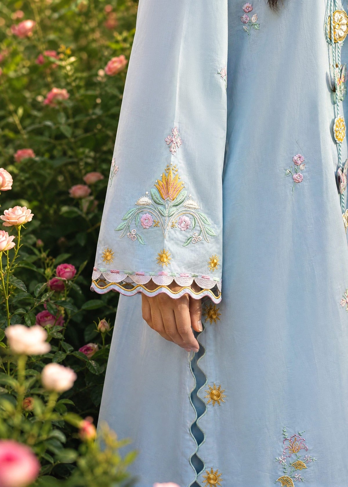 SS26DC-2624 SKY BLUE 2PCS  EMBROIDERED KURTA WITH TROUSER