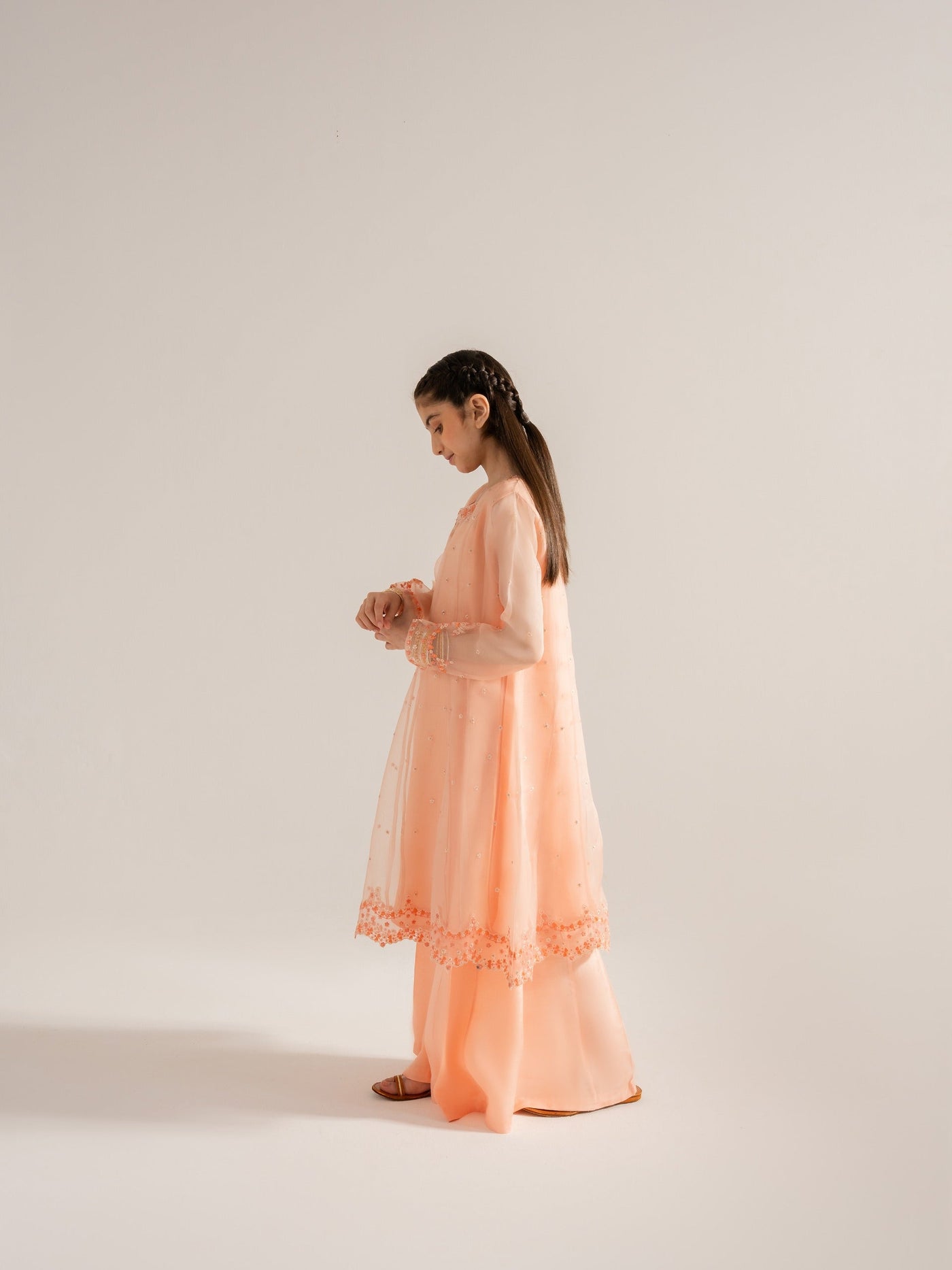 (Kids) 2 Piece - Embroidered Organza Suit Kd-006