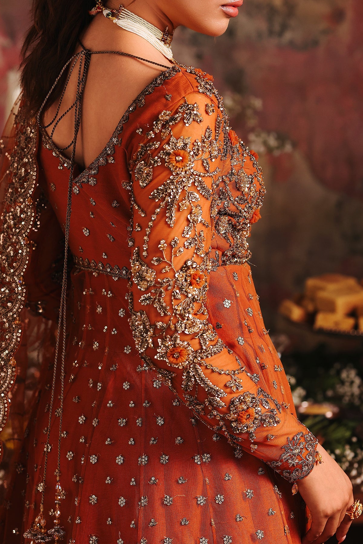 3-PC Embroidered Net Pishwas Suit stm-5-01