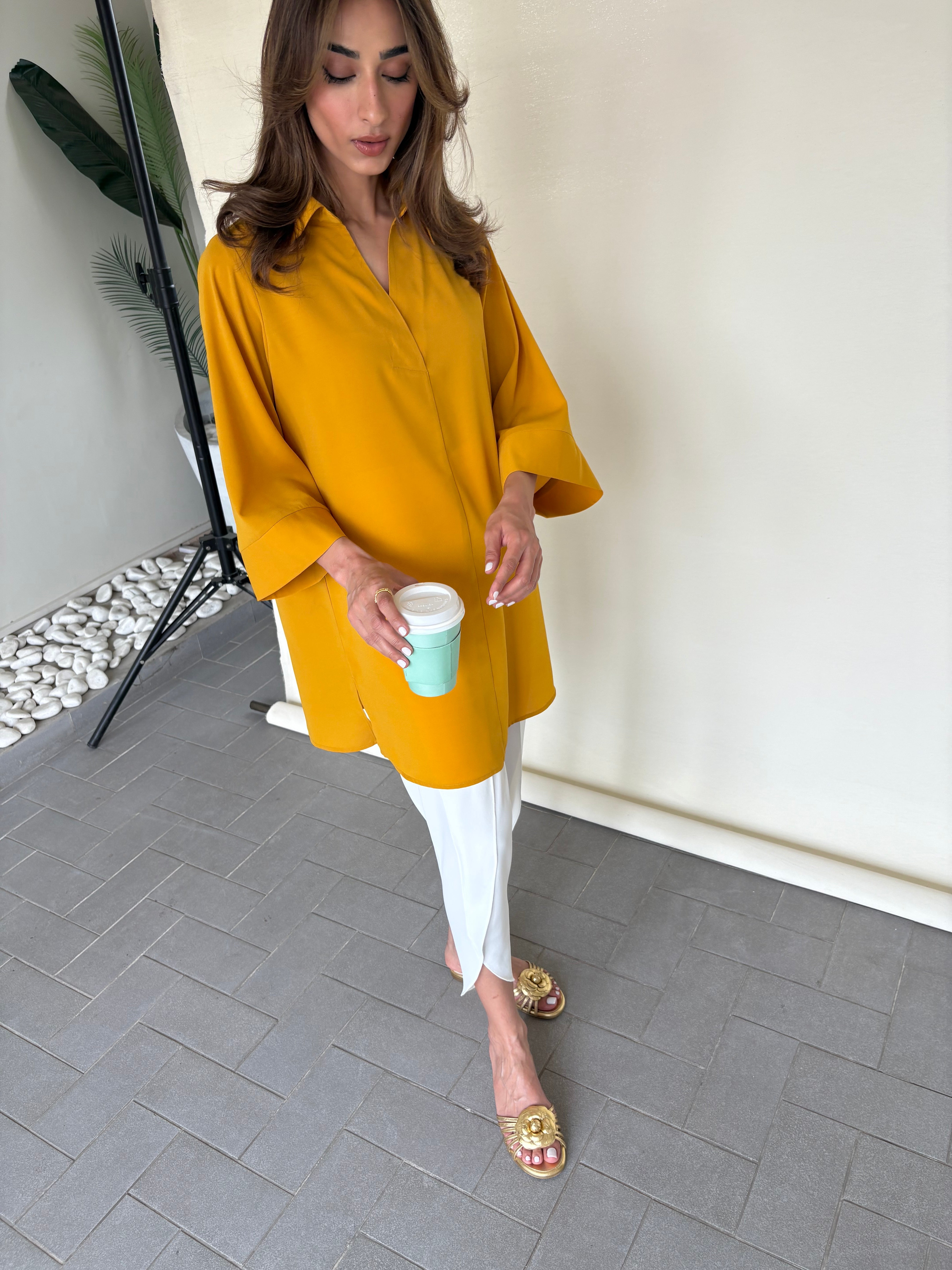 Mustard Toby Tunic with Tulip Shalwar