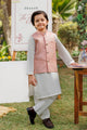 SS26DK-0224 - LIGHT PINK  -  KURTA ,PAJAMA & WAIST COAT - 3PCS
