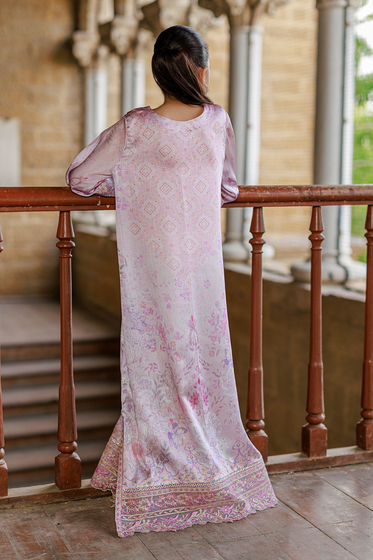 3 Piece Embroidered Raw Silk Suit