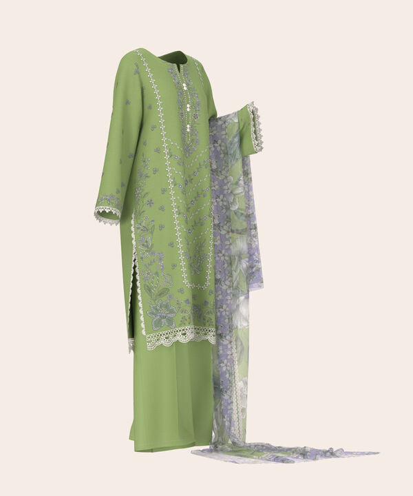 3 Piece - Dyed Embroidered Dobby Suit