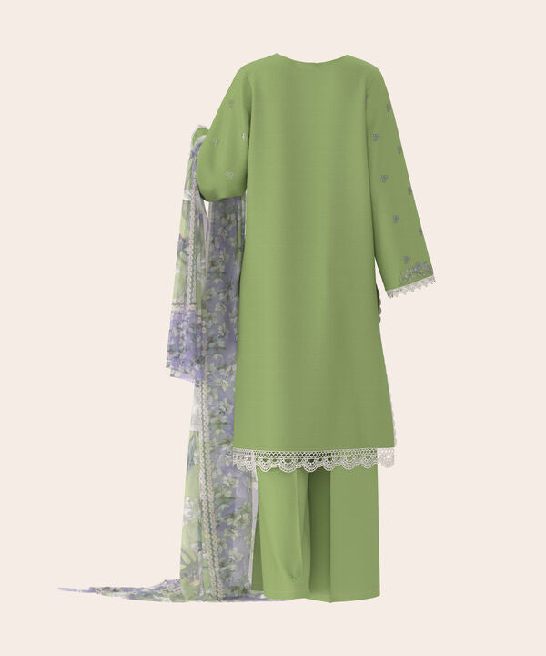 3 Piece - Dyed Embroidered Dobby Suit