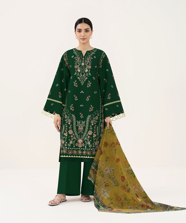 3 Piece - Dyed Embroidered Dobby Suit