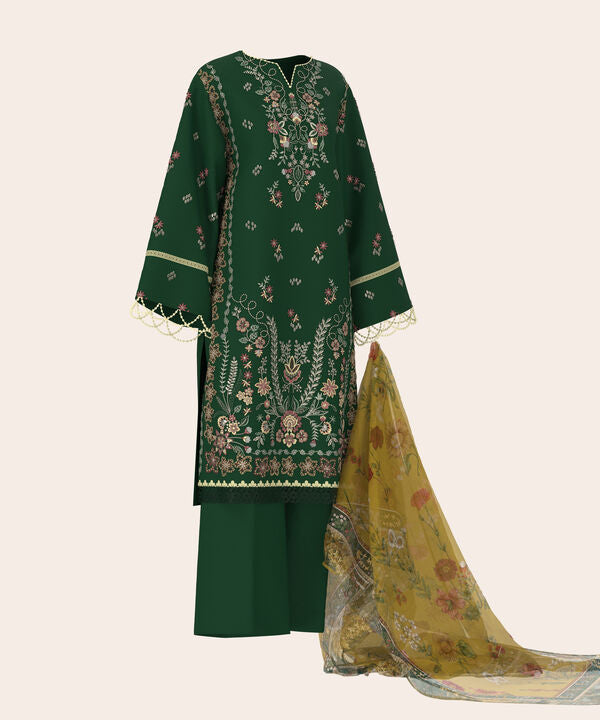 3 Piece - Dyed Embroidered Dobby Suit