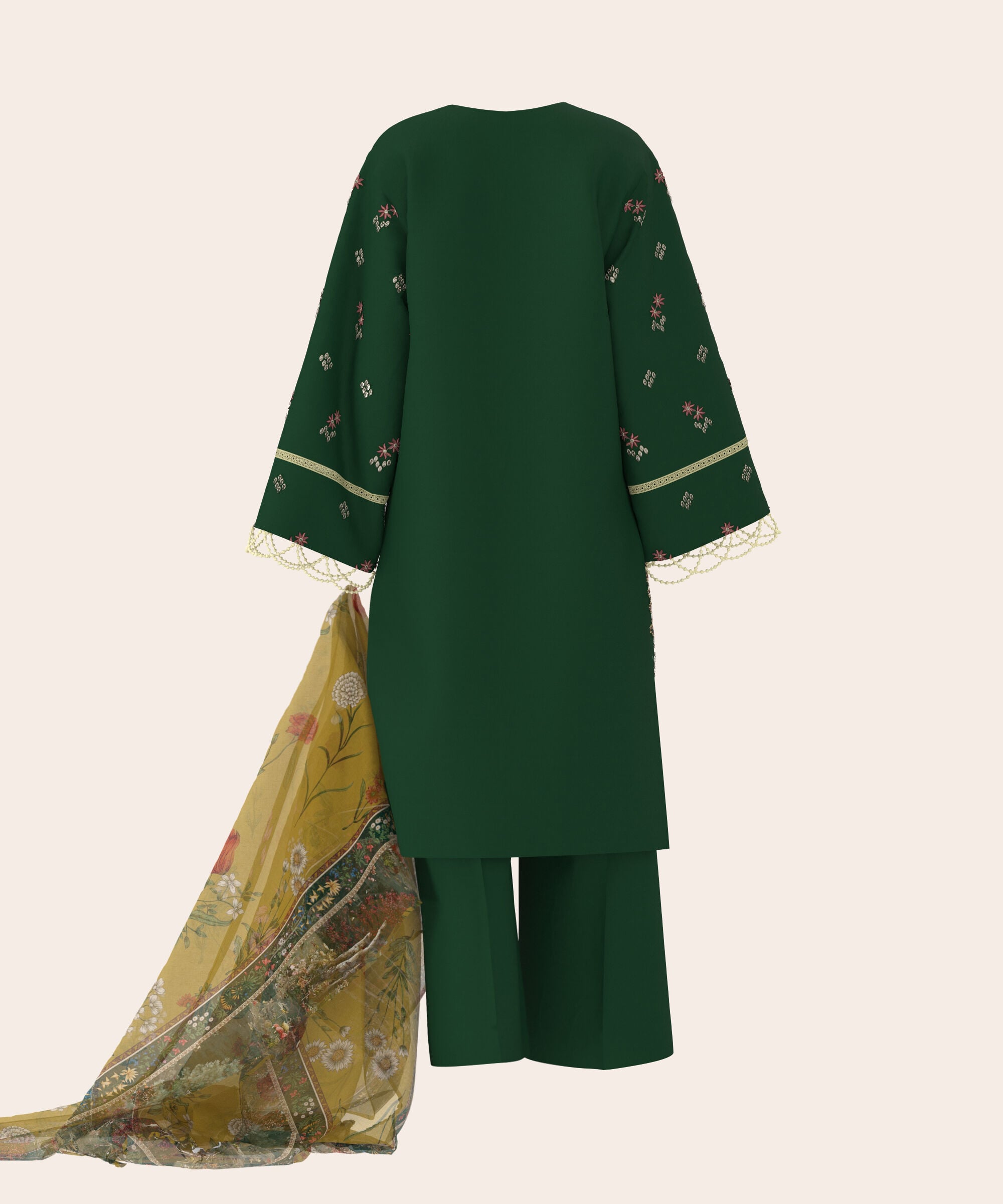 3 Piece - Dyed Embroidered Dobby Suit