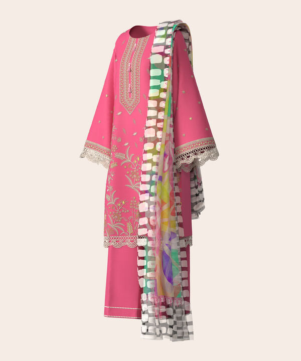3 Piece - Dyed Embroidered Dobby Suit