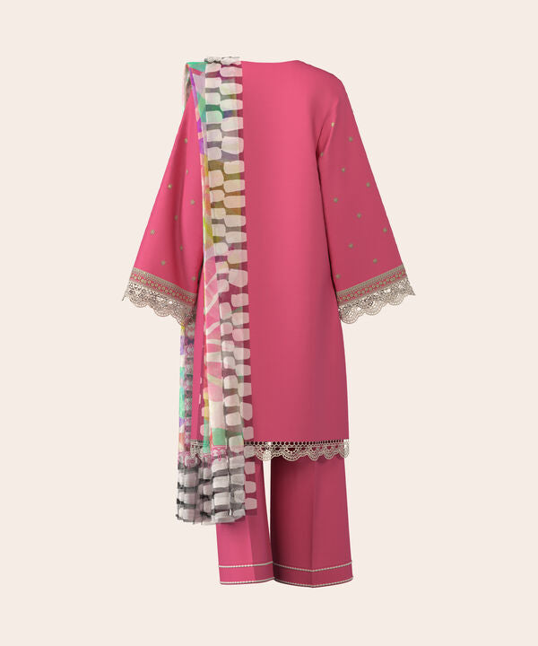 3 Piece - Dyed Embroidered Dobby Suit