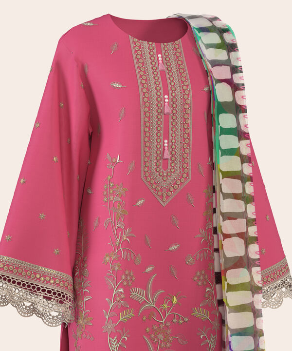 3 Piece - Dyed Embroidered Dobby Suit