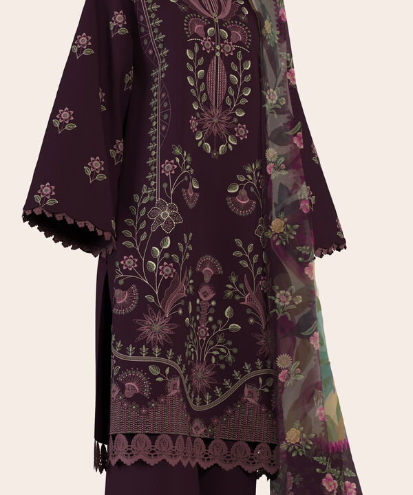 3 Piece - Dyed Embroidered Dobby Suit