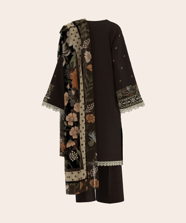 3 Piece - Dyed Embroidered Dobby Suit
