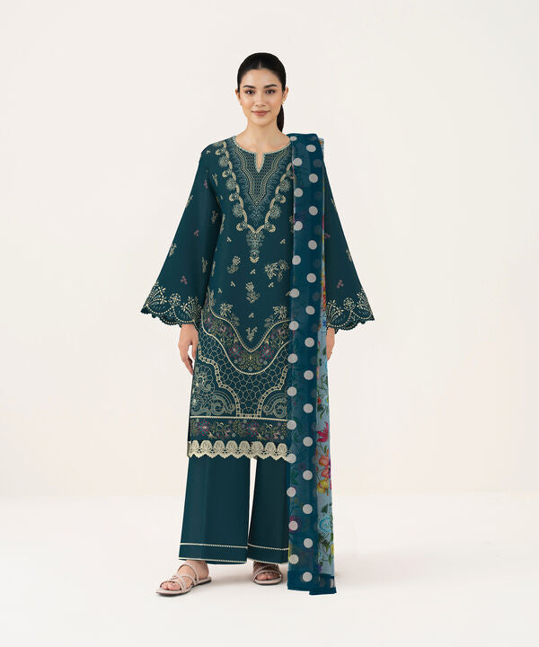 3 Piece - Dyed Embroidered Dobby Suit