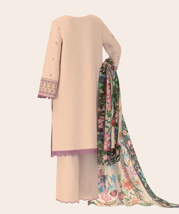 3 Piece - Dyed Embroidered Dobby Suit