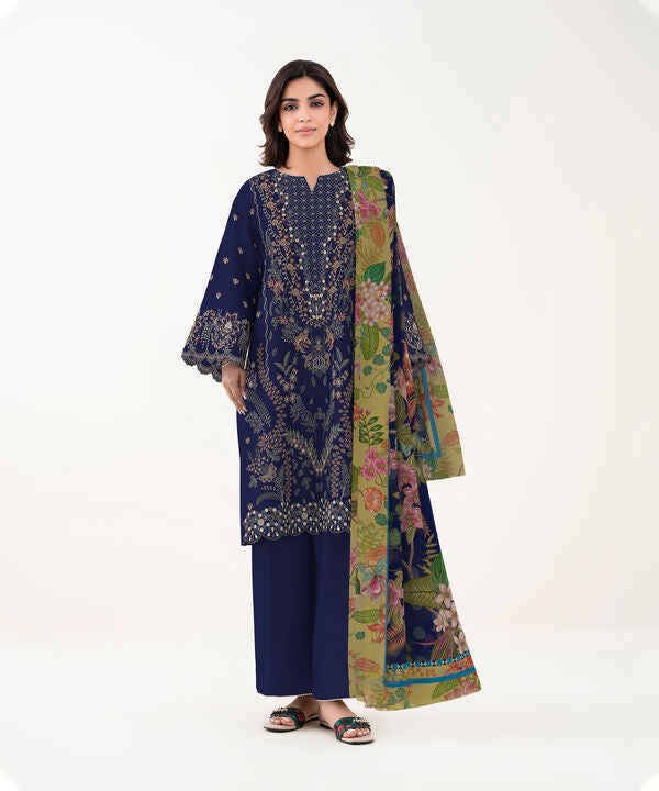 3 Piece - Dyed Embroidered Dobby Suit