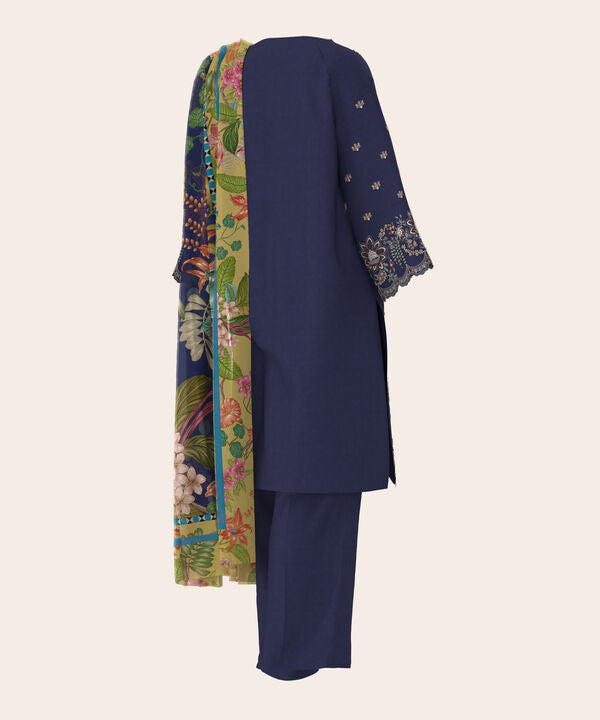 3 Piece - Dyed Embroidered Dobby Suit