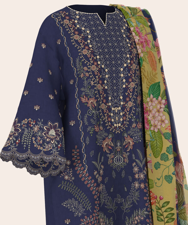 3 Piece - Dyed Embroidered Dobby Suit