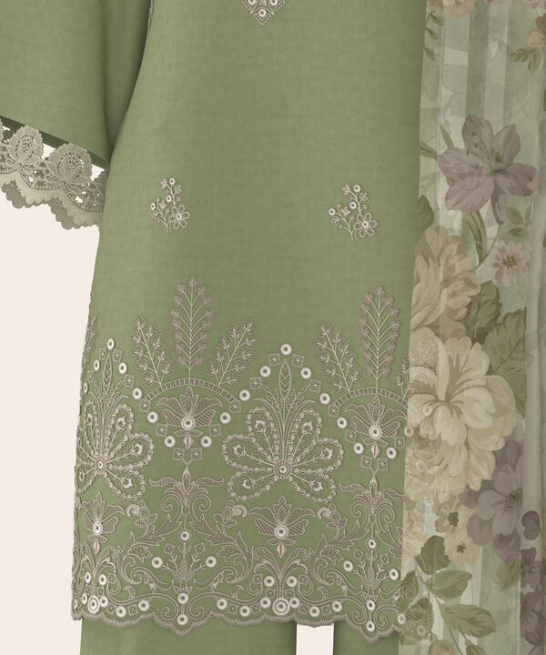 3 Piece - Dyed Embroidered Dobby Suit