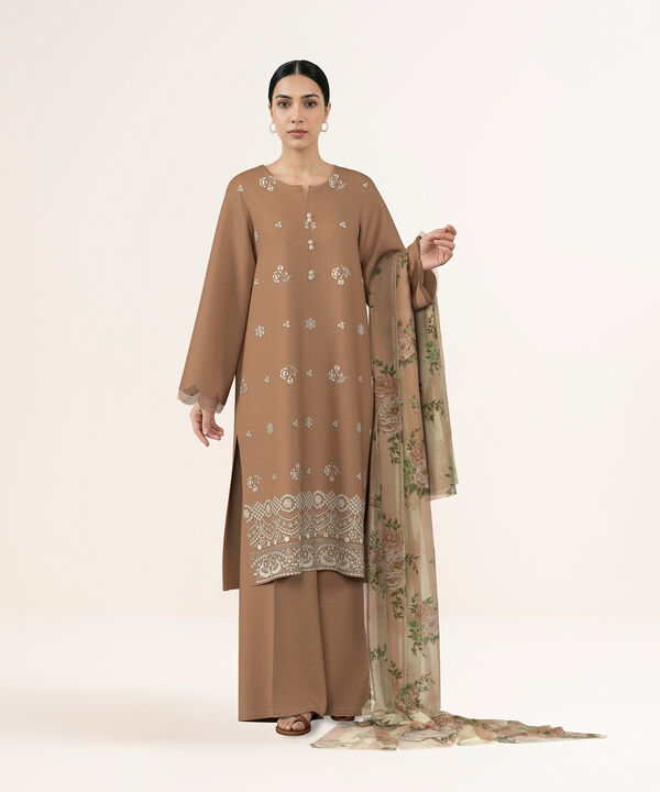 3 Piece - Dyed Embroidered Dobby Suit