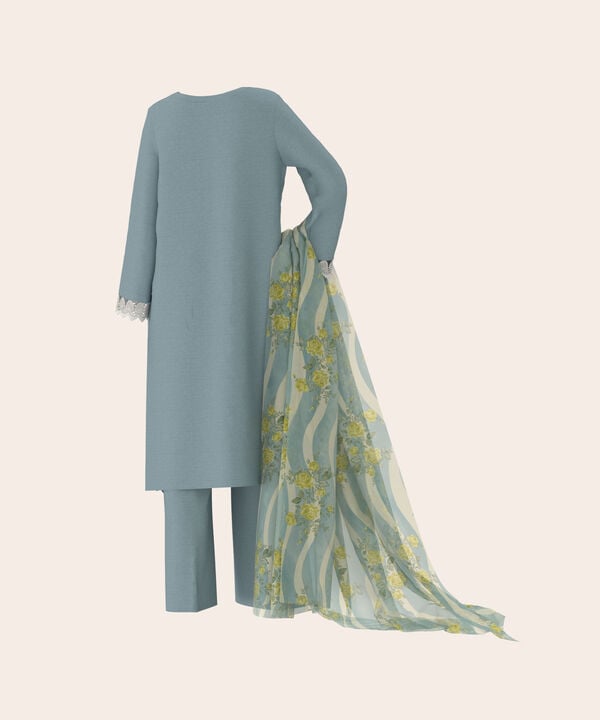 3 Piece - Dyed Embroidered Dobby Suit
