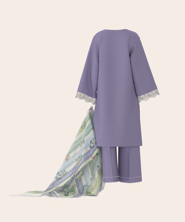 3 Piece - Dyed Embroidered Dobby Suit