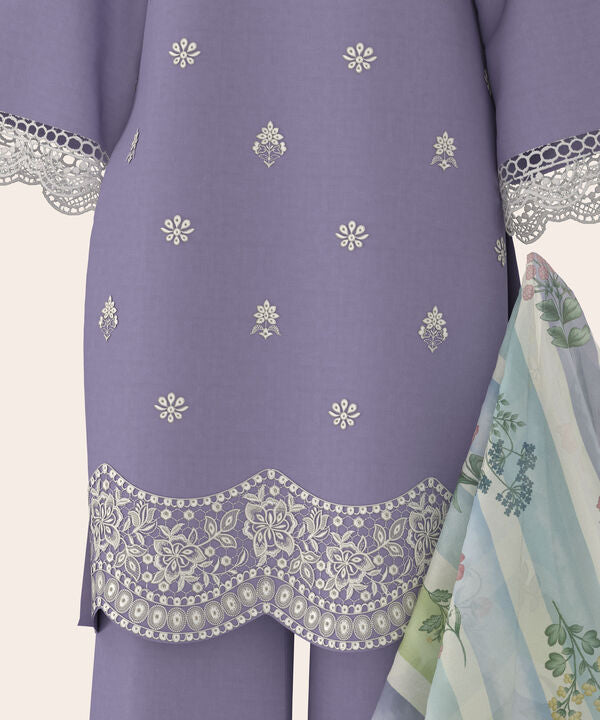 3 Piece - Dyed Embroidered Dobby Suit