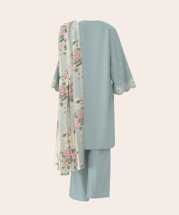3 Piece - Dyed Embroidered Dobby Suit
