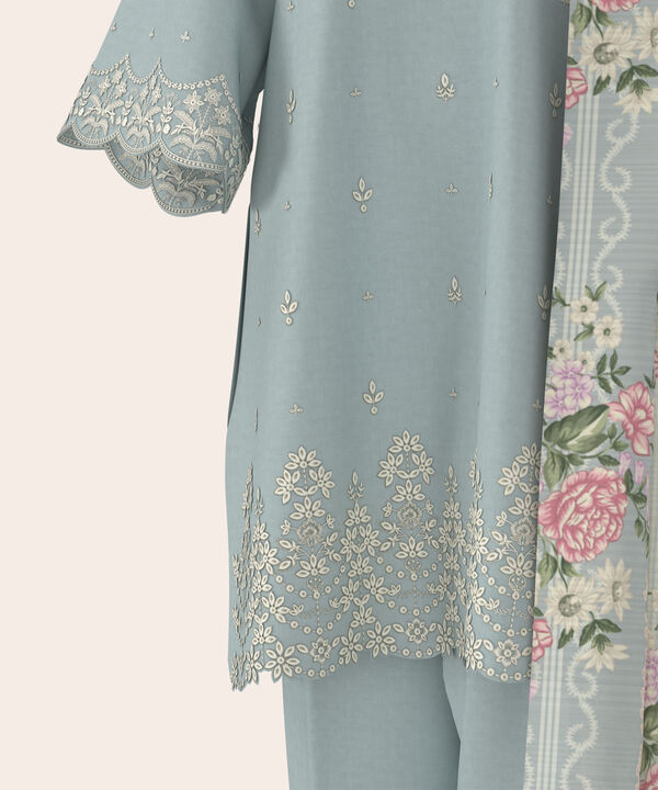 3 Piece - Dyed Embroidered Dobby Suit
