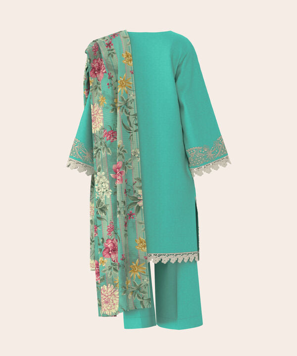 3 Piece - Dyed Embroidered Dobby Suit