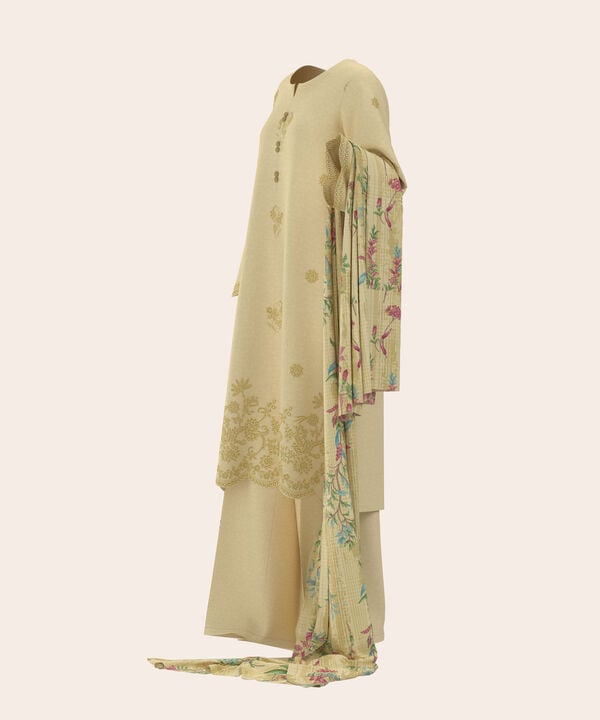 3 Piece - Dyed Embroidered Dobby Suit