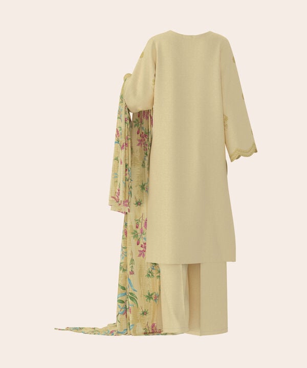 3 Piece - Dyed Embroidered Dobby Suit