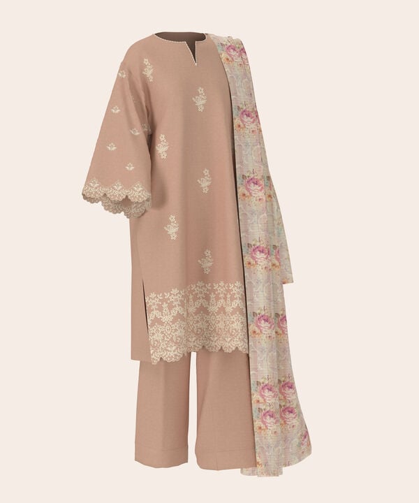 3 Piece - Dyed Embroidered Dobby Suit
