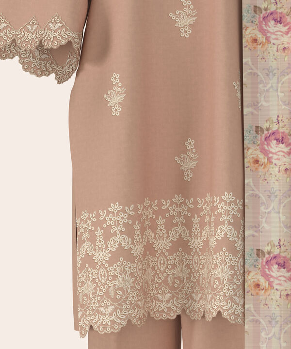 3 Piece - Dyed Embroidered Dobby Suit
