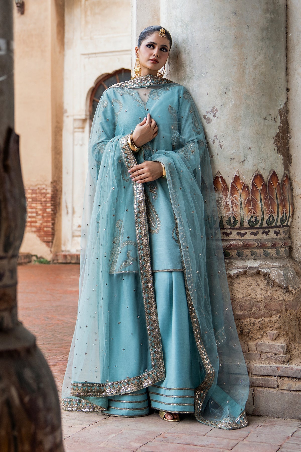3-PC Embroidered Raw  Silk CMA-6-412