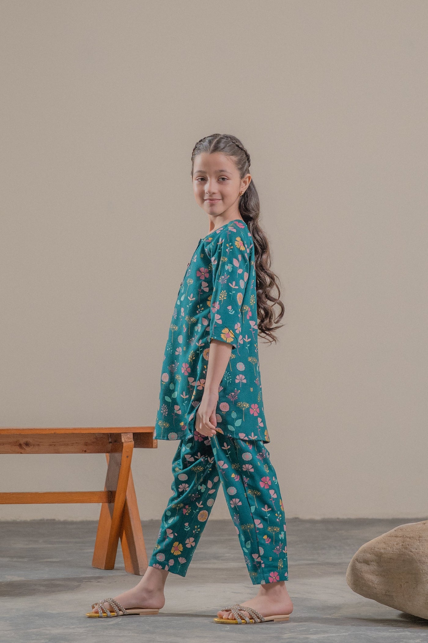 3 Piece Embroidered Raw Silk Suit