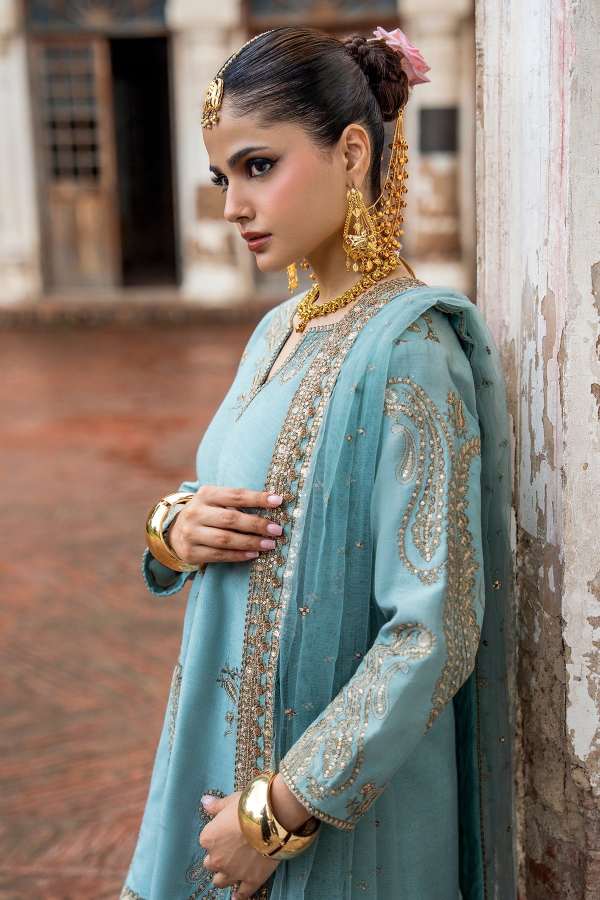 3-PC Embroidered Raw  Silk CMA-6-412