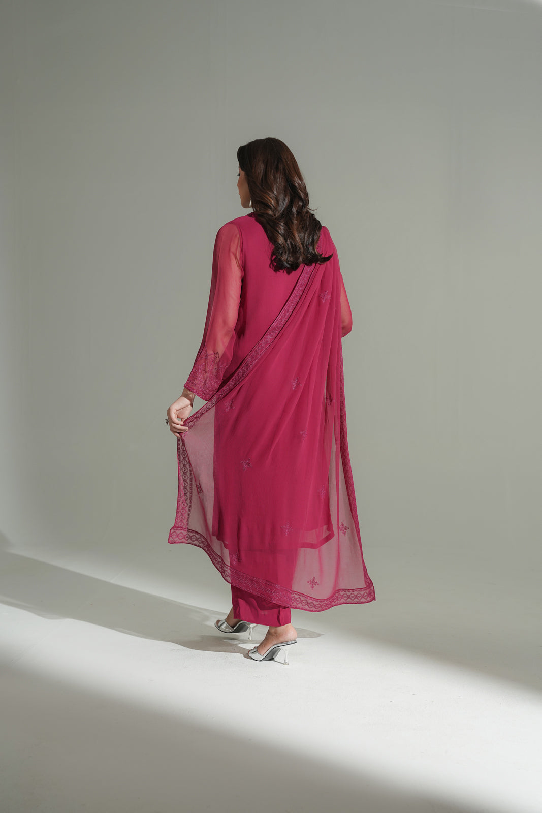 3 Piece Chiffon Embroidered Suit (FL0189)