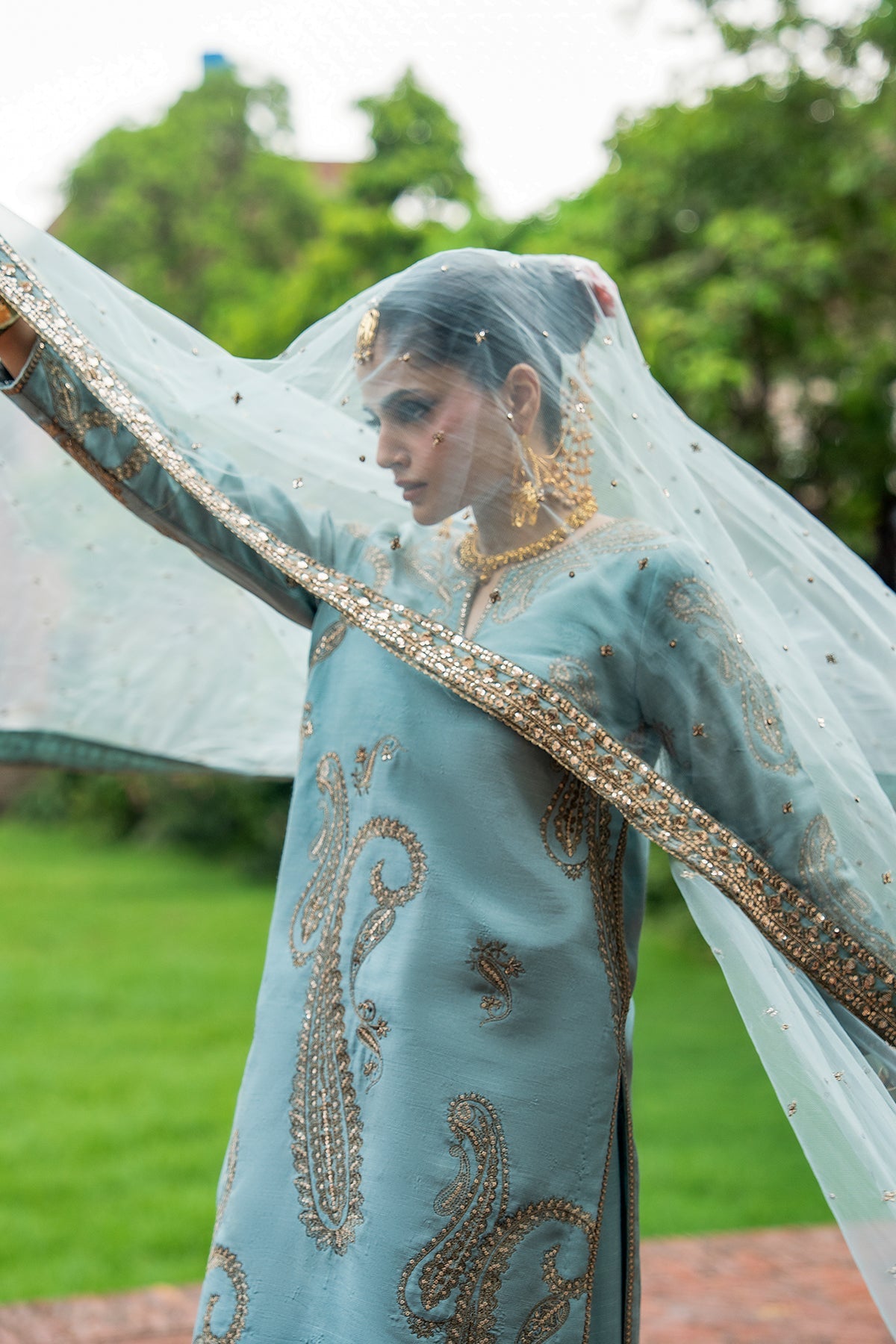 3-PC Embroidered Raw  Silk CMA-6-412