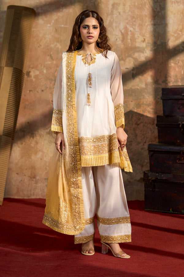3-PC Embroidered Cotton Net Suit CMA-5-300